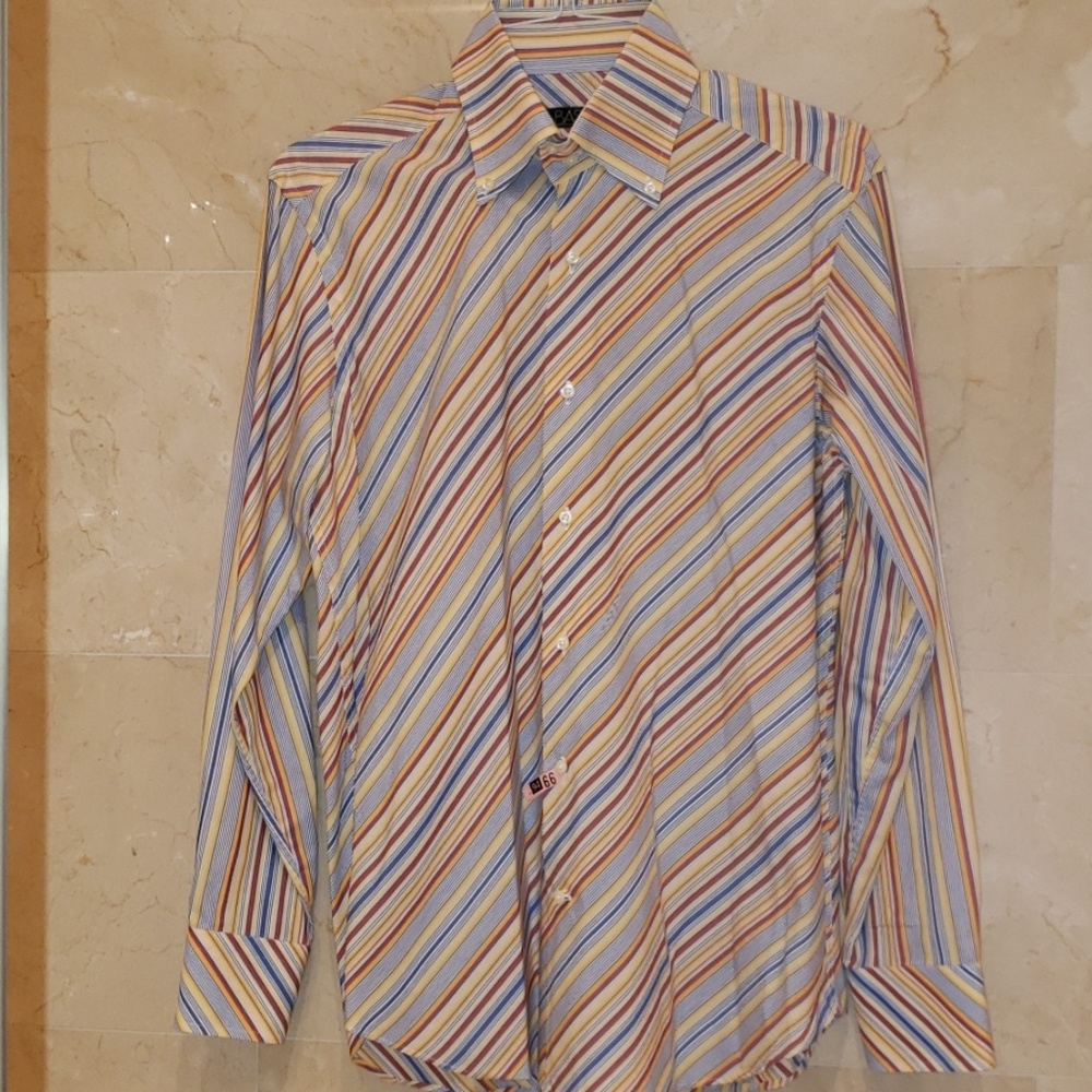 MEN'S ITALIAN BASILE BLUE BUTTON DOWN DRESS SHIRT